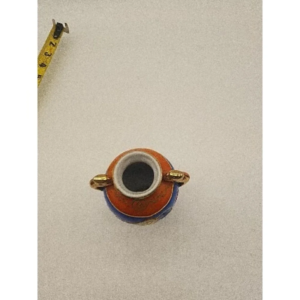 Miniature 19th Century Antique Japanese Vase Blue Oarnge